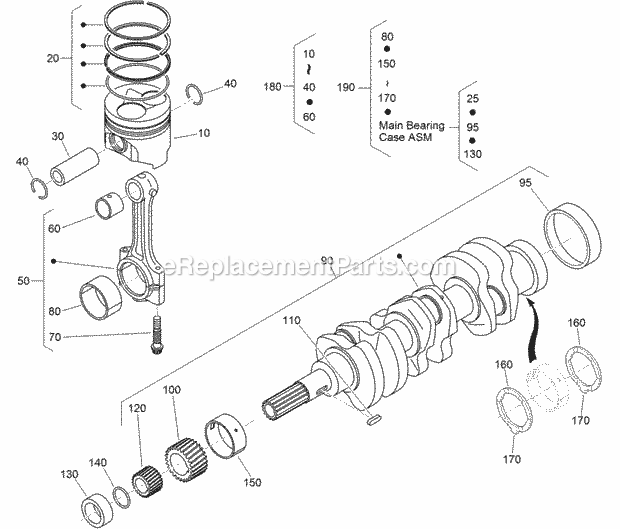 Toro 22327 (316000001-316000163) Tx 1000 Compact Tool Carrier, 2016 Piston and Crankshaft Assembly Diagram