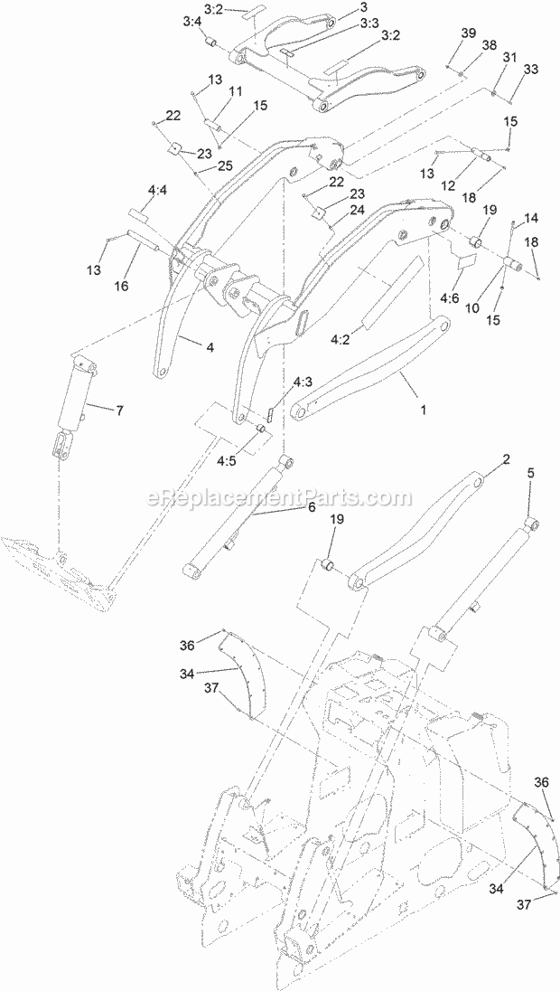 Toro 22328HD (400414000-999999999) Tx 1000 Wide Track Compact Tool Carrier, 2017 Loader Arm Assembly Diagram