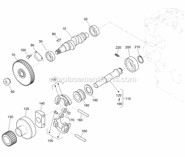 Toro 22328 (315000001-315999999) Tx 1000 Wide Track Compact Utility Loader, 2015 Fuel Camshaft and Governor Shaft Assembly Diagram