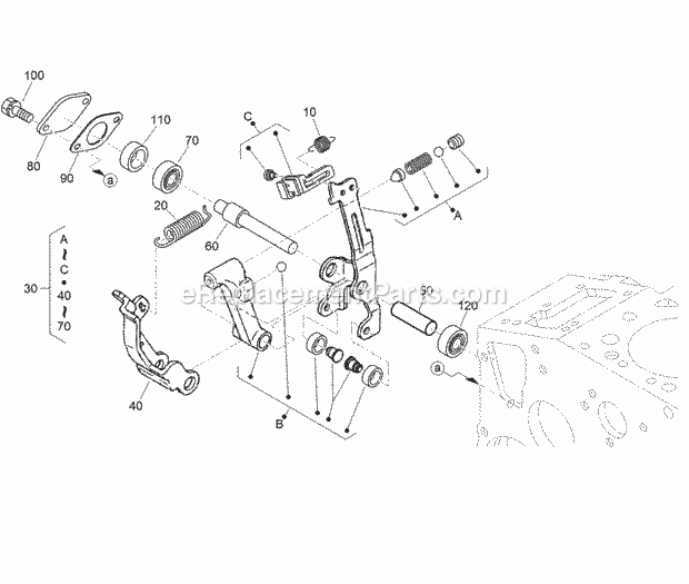 Toro 22328 (316000001-316000199) Tx 1000 Wide Track Compact Tool Carrier, 2016 Governor Assembly Diagram