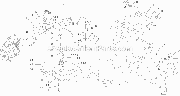Toro 22328 (316000001-316000199) Tx 1000 Wide Track Compact Tool Carrier, 2016 Hydraulic Tank and Track Shaft Assembly Diagram