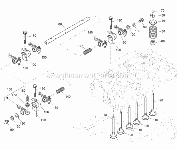 Toro 22328 (316000001-316000199) Tx 1000 Wide Track Compact Tool Carrier, 2016 Valve and Rocker Arm Assembly Diagram