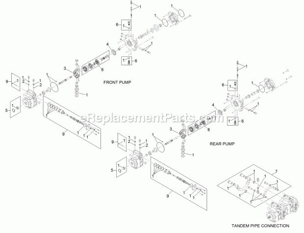 Toro 22328 (400414000-999999999) Tx 1000 Wide Track Compact Tool Carrier, 2017 Tandem Pump Assembly No. 121-4593 Diagram