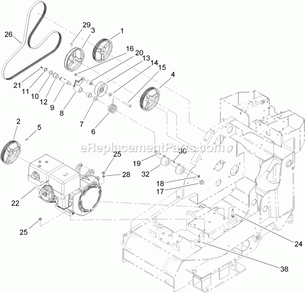 Toro 22330 (250000001-250999999) Tx 413 Compact Utility Loader, 2005 Engine and Drive Assembly Diagram