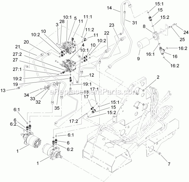 Toro 22330 (260000001-260999999) Tx 413 Compact Utility Loader, 2006 Traction Hydraulic Assembly Diagram
