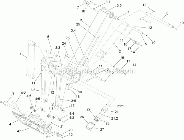 Toro 22330 (280000001-280999999) Tx 413 Compact Utility Loader, 2008 Loader Arm and Quick Attach Assembly Diagram