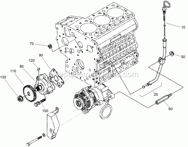 Toro 22333 (270000001-270000400) Tx 525 Compact Utility Loader, 2007 Oil Pump and Dipstick Assembly Diagram
