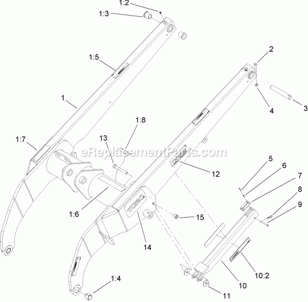 Toro 22334 (270000001-270000400) Tx 525 Wide Track Compact Utility Loader, 2007 Loader Arm Assembly Diagram