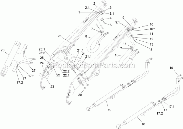 Toro 22334 (270000001-270000400) Tx 525 Wide Track Compact Utility Loader, 2007 Loader Arm Hydraulic Assembly Diagram