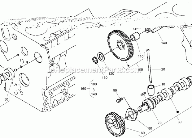 Toro 22334 (270000001-270000400) Tx 525 Wide Track Compact Utility Loader, 2007 Cam Shaft and Idle Gear Assembly Diagram