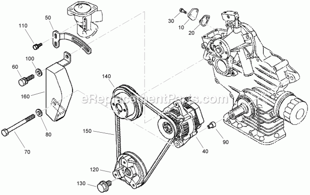 Toro 22334 (280000001-280999999) Tx 525 Wide Track Compact Utility Loader, 2008 Fuel Cover, Alternator and Pulley Assembly Diagram