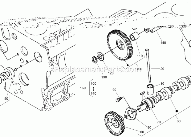 Toro 22334 (280000001-280999999) Tx 525 Wide Track Compact Utility Loader, 2008 Cam Shaft and Idle Gear Assembly Diagram