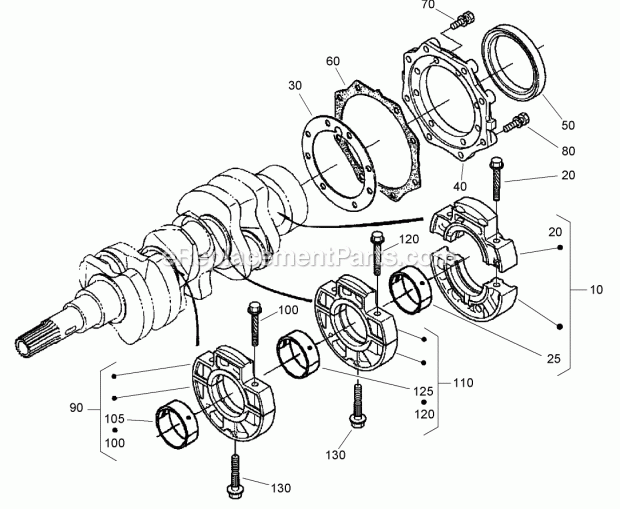 Toro 22334 (280000001-280999999) Tx 525 Wide Track Compact Utility Loader, 2008 Main Bearing Case Assembly Diagram