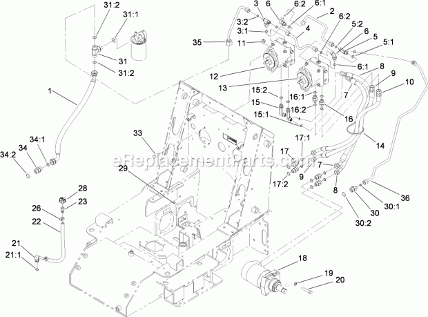 Toro 22334 (280000001-280999999) Tx 525 Wide Track Compact Utility Loader, 2008 Traction Hydraulic Assembly Diagram