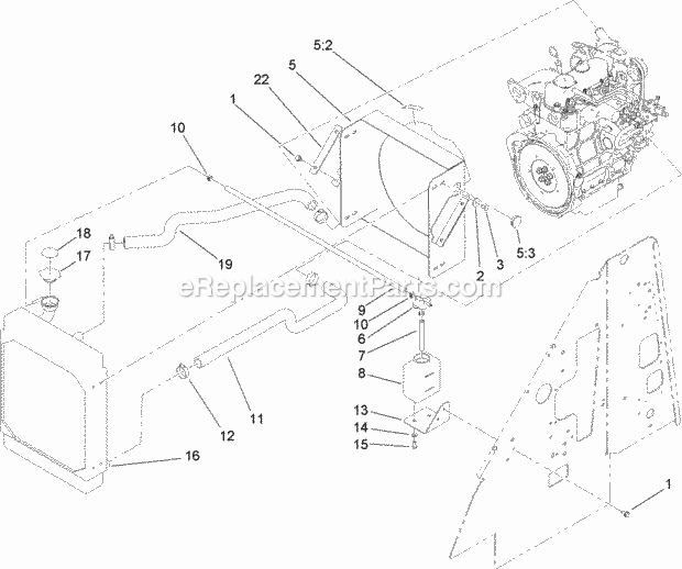 Toro 22337CP (314000001-314999999) 320-d Compact Utility Loader, 2014 Radiator Mount Assembly Diagram