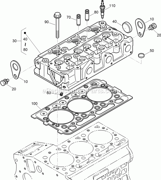 Toro 22337CP (316000001-316999999) 320-d Compact Tool Carrier, 2016 Cylinder Head Assembly Diagram
