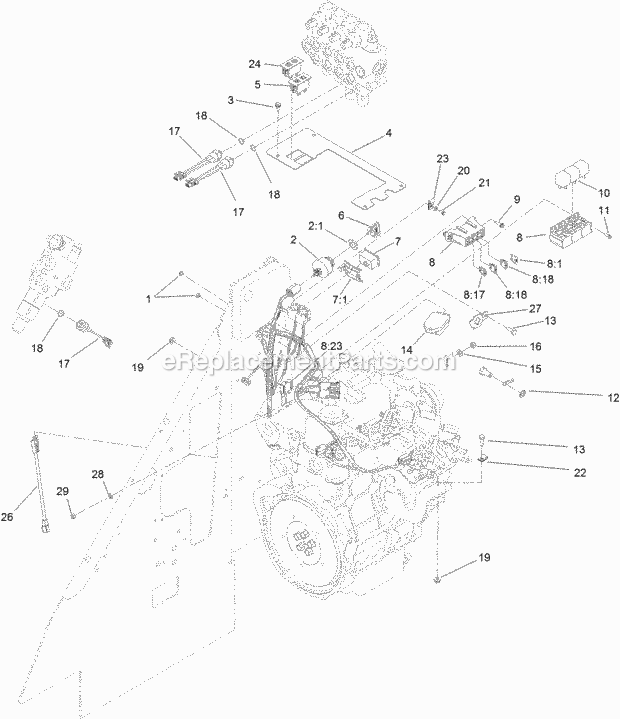 Toro 22337CP (316000001-316999999) 320-d Compact Tool Carrier, 2016 Switch, Hour Meter and Wire Harness Assembly Diagram