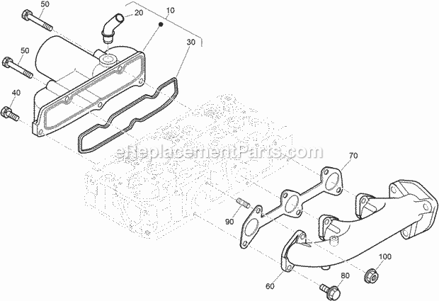 Toro 22337CP (400000000-999999999) 320-d Compact Tool Carrier, 2017 Inlet and Exhaust Manifold Assembly Diagram