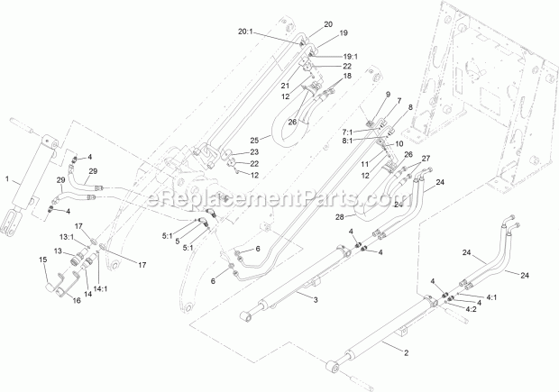 Toro 22342HD (314000001-314999999) Tx 427 Narrow Track Compact Utility Loader, 2014 Loader Arm Hydraulic Assembly Diagram