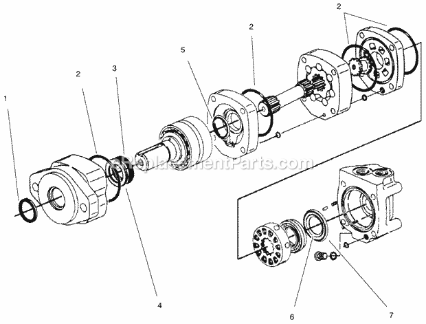 Toro 22400 (800293-899999) (1998) Auger Head, Dingo Compact Utility Loader Hydraulic Motor and Assembly Diagram