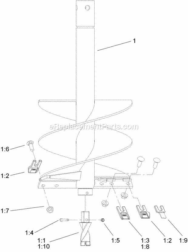 Toro 22402 (220000001-220999999) 6in Auger, Compact Utility Loaders, 2002 15 Inch Auger Assembly Diagram
