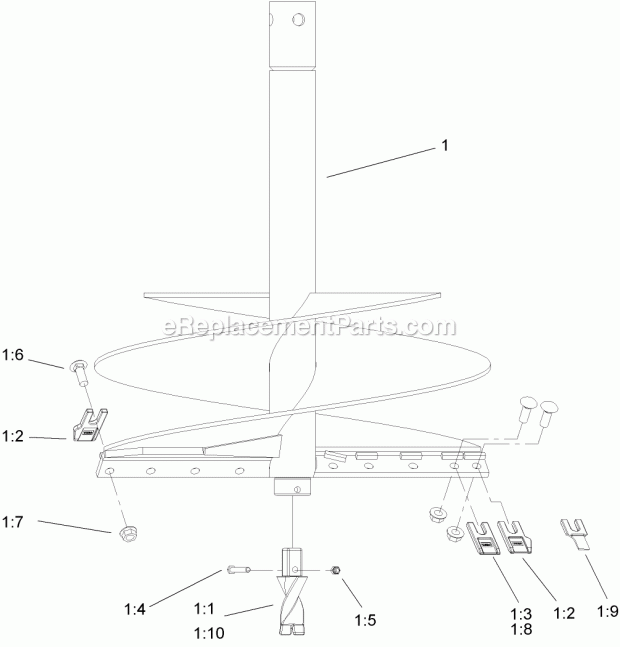 Toro 22402 (220000001-220999999) 6in Auger, Compact Utility Loaders, 2002 30 Inch Auger Assembly Diagram