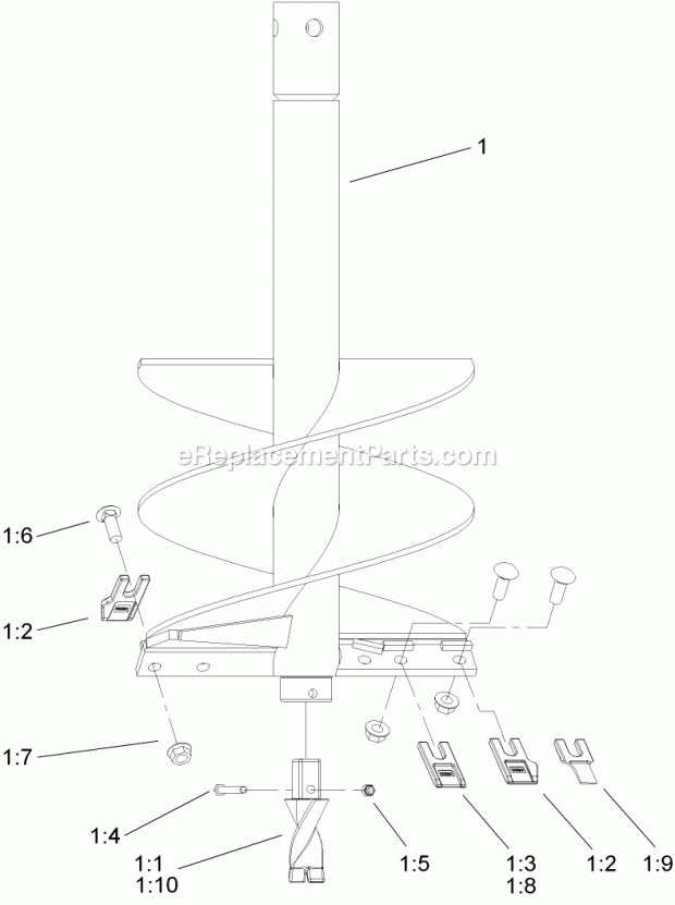 Toro 22404 (220000001-220999999) 12in Auger, Compact Utility Loaders, 2002 15 Inch Auger Assembly Diagram