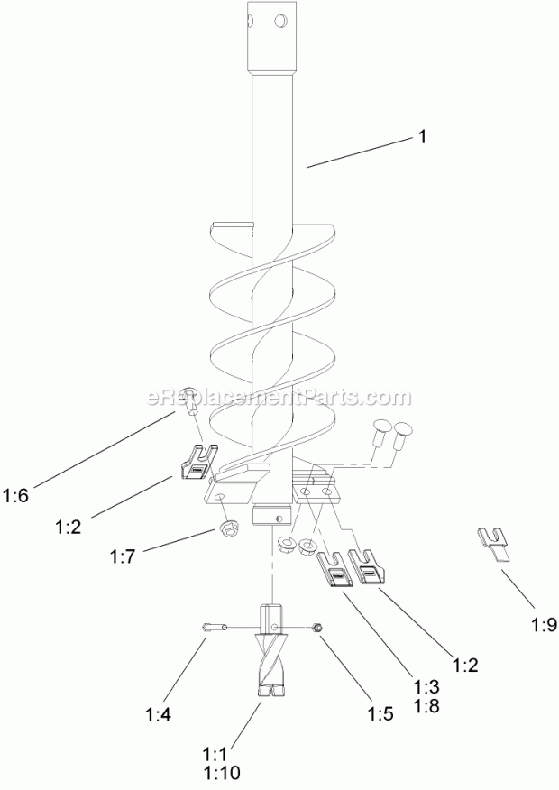 Toro 22405 (220000001-220999999) 15in Auger, Compact Utility Loaders, 2002 9 Inch Auger Assembly Diagram