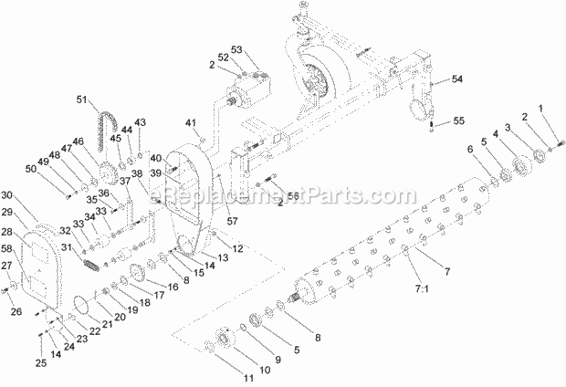 Toro 22425 (260000001-260999999) Power Box Rake, Compact Utility Loaders, 2006 Drive and Roller Assembly Diagram