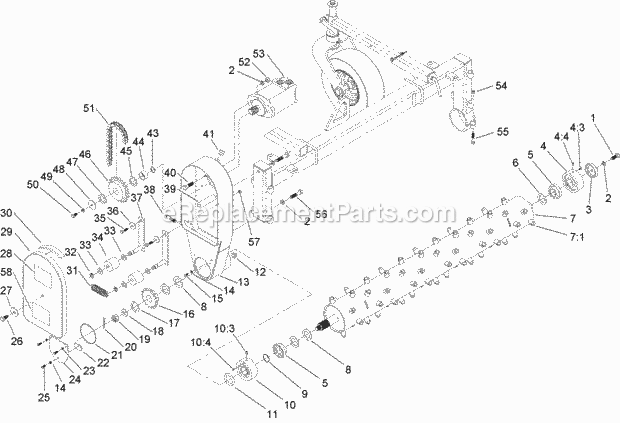 Toro 22425 (313000001-313999999) Power Box Rake, Compact Utility Loaders, 2013 Drive and Roller Assembly Diagram