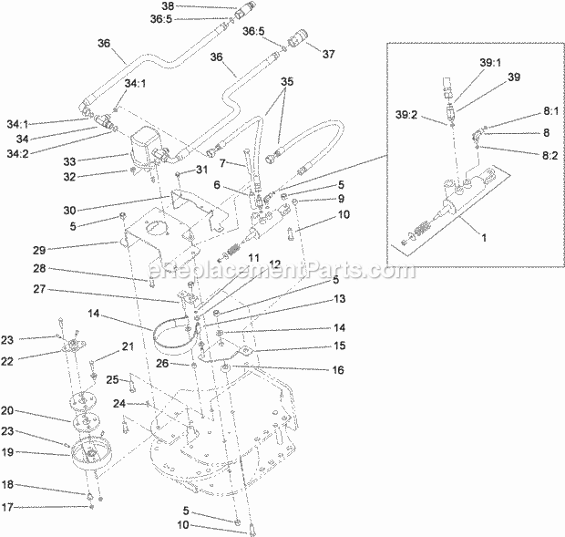 Toro 22429 (314000001-314999999) Stump Grinder, Compact Utility Loaders, 2014 Hydraulic Motor and Brake Assembly Diagram