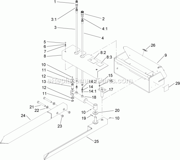 Toro 22438 (240000001-240999999) Tree Forks, Compact Utility Loaders, 2004 Tree Fork Assembly Diagram