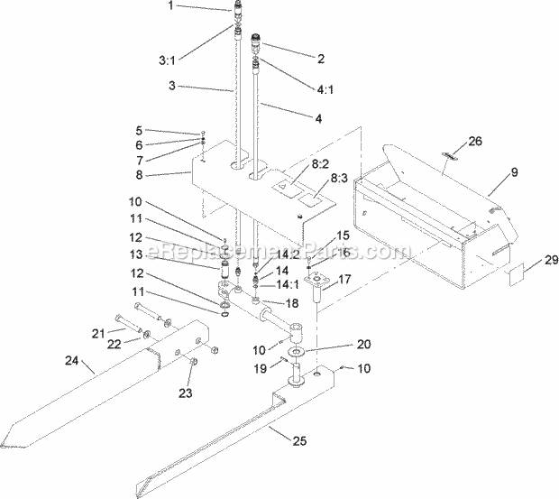 Toro 22438 (280000001-280999999) Tree Forks, Compact Utility Loaders, 2008 Tree Fork Assembly Diagram
