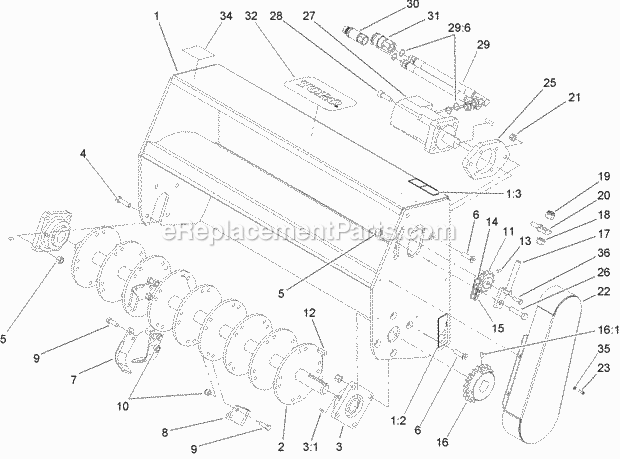 Toro 22445 (260000001-260999999) 40in Tiller, Compact Utility Loader, 2006 Tiller Assembly Diagram