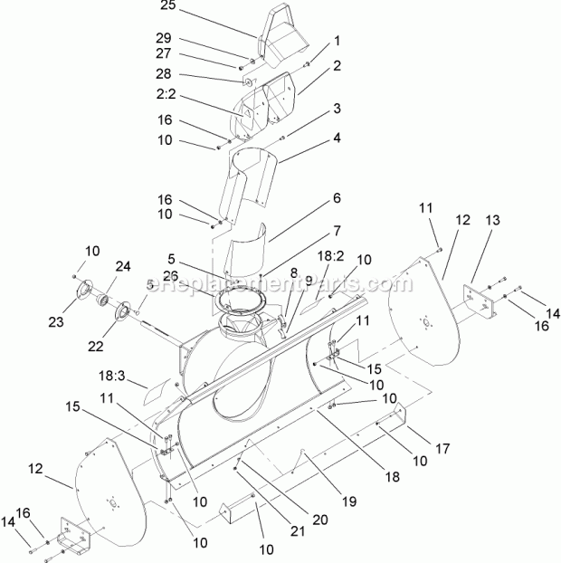 Toro 22456 (290000001-290000200) Snowthrower, Compact Utility Loader, 2009 Discharge Chute Assembly Diagram