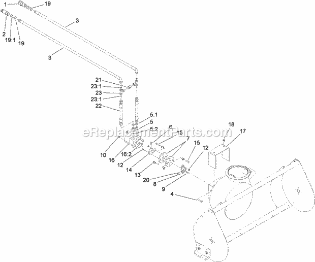 Toro 22456 (314000001-314999999) Snowthrower, Compact Utility Loader, 2014 Hydraulic Hose and Motor Assembly Diagram