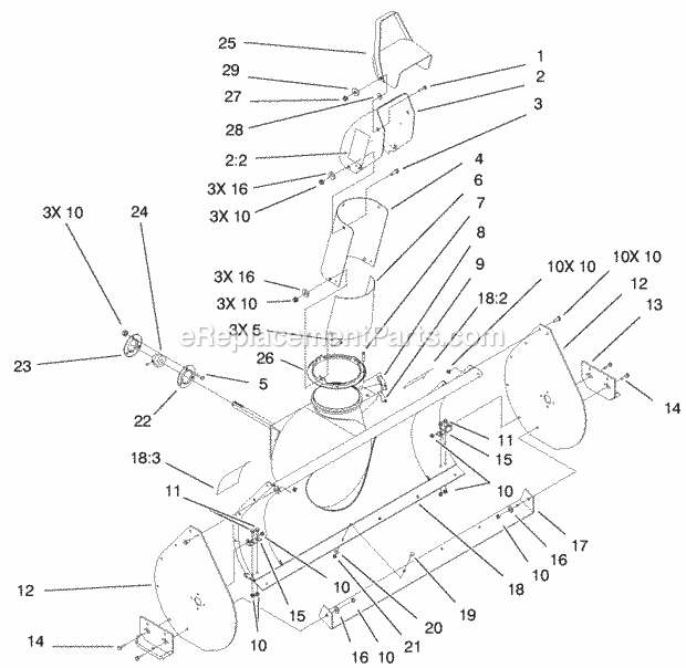 Toro 22456 (990001-999999) (1999) Snowthrower, Dingo Compact Utility Loader Discharge Chute Assembly Diagram