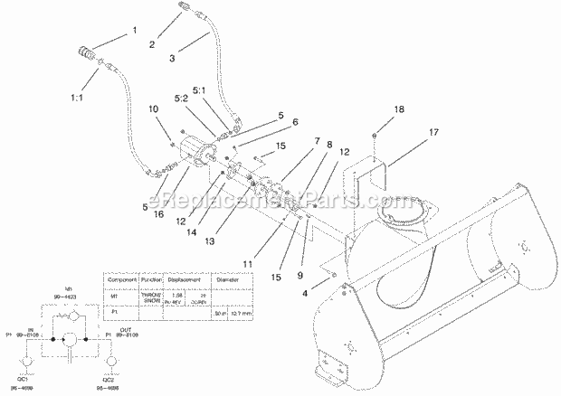 Toro 22456 (990001-999999) (1999) Snowthrower, Dingo Compact Utility Loader Hydraulic Hose and Pump Assembly Diagram