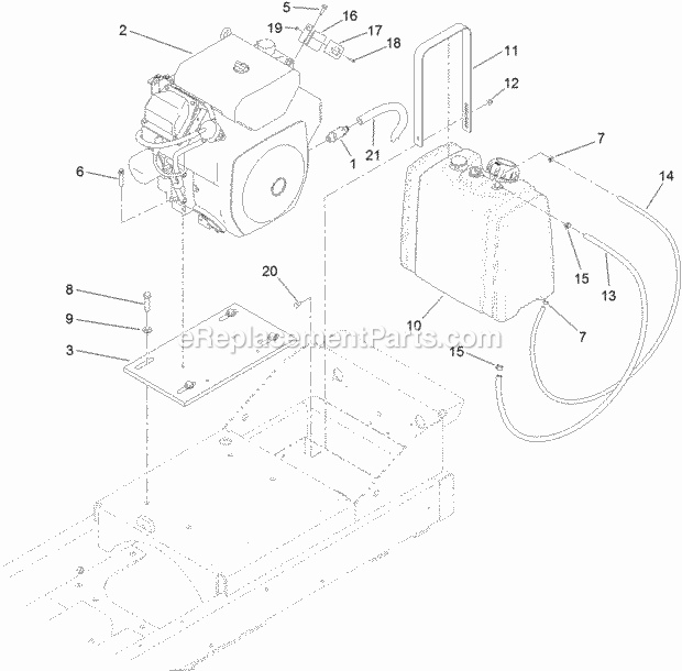 Toro 22614 (312000001-312999999) Bc-25 Brush Chipper, 2012 Engine and Fuel Tank Assembly Diagram