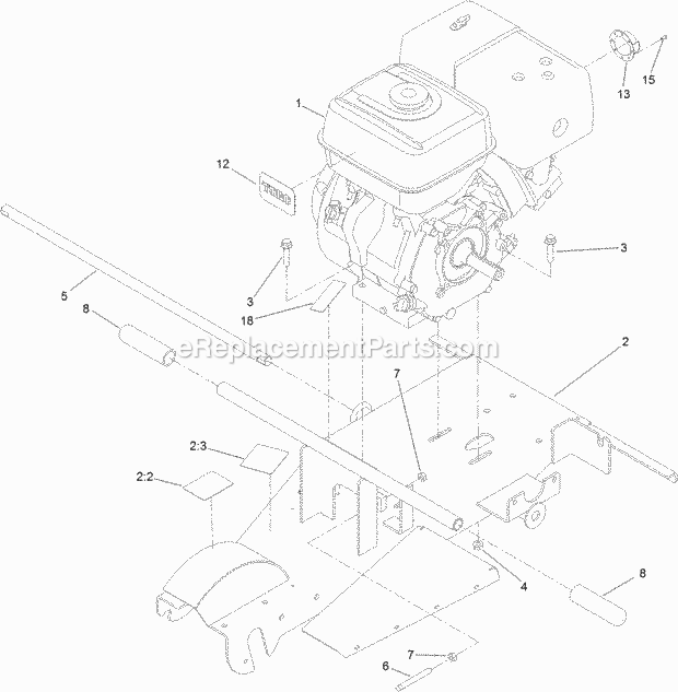 Toro 22615G (315000001-315999999) Sgr-13 Stump Grinder, 2015 Engine and Frame Assembly Diagram