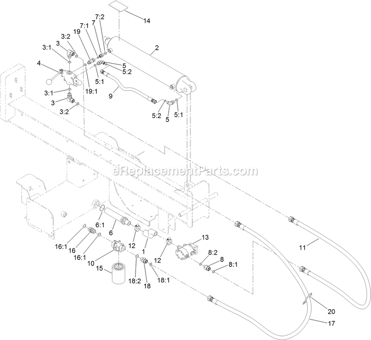 Toro 22618HD (407700000-407799999) Log Splitter Hydraulic System Assembly Diagram