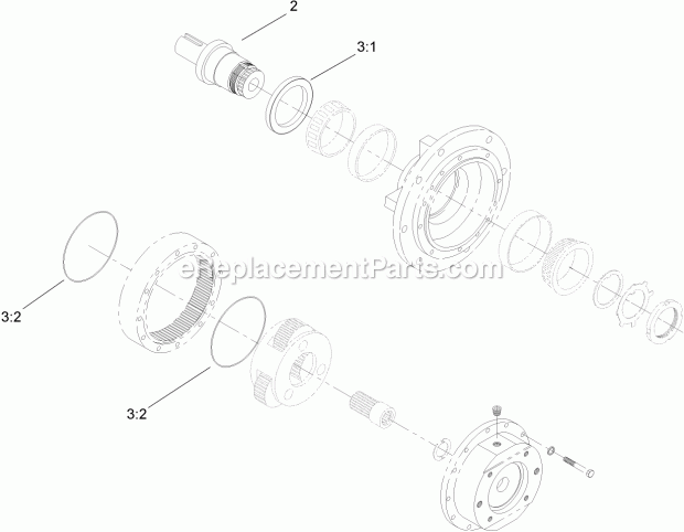Toro 22803 (230000001-230999999) Universal Swivel Auger Head, Compact Utility Loaders, 2003 Planetary Gear Assembly No. 105-0311-03 Diagram
