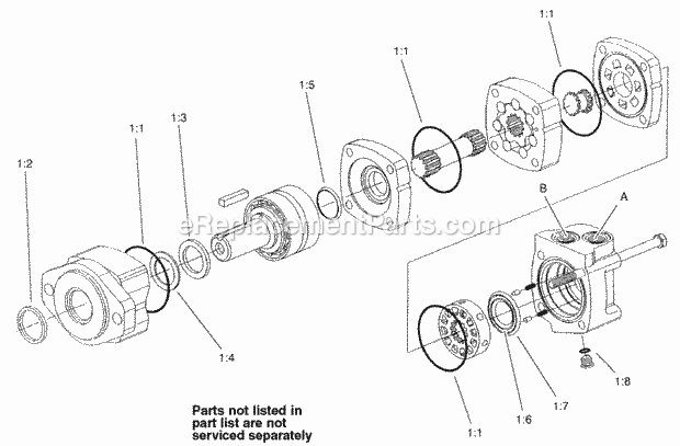Toro 22803 (260000001-260999999) Universal Swivel Auger Head, Compact Utility Loaders, 2006 Hydraulic Motor Assembly No. 98-8256 and 100-4657 Diagram