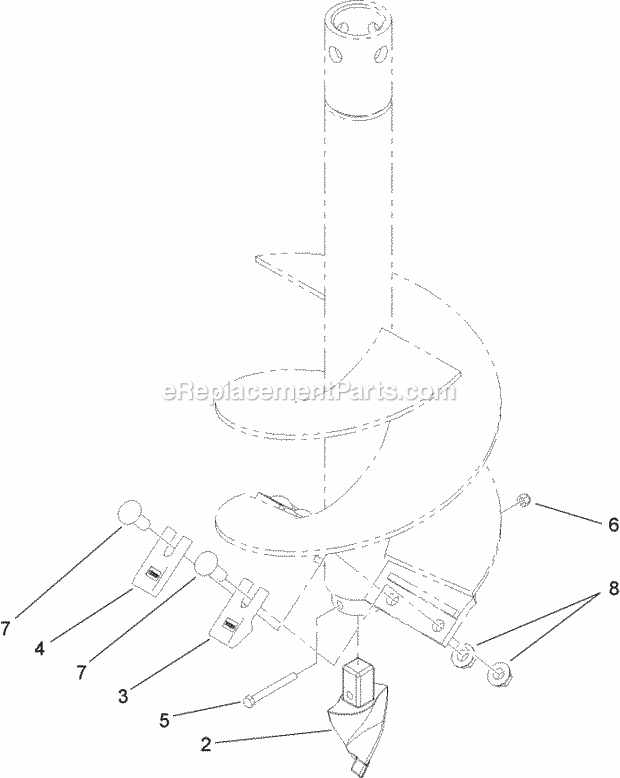 Toro 22811 9-inch Auger Bit, Compact Utility Loader 15-Inch Auger Bit Assembly Diagram