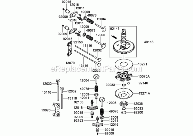 Toro 22971 (280000201-280999999) Trx-19 Trencher, 2008 Valve and Camshaft Assembly Diagram