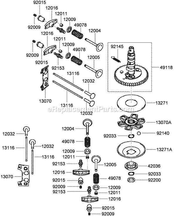 Toro 22971 (310000001-310999999) Trx-19 Trencher, 2010 Valve and Camshaft Assembly Diagram