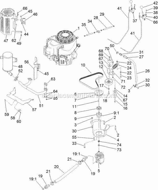 Toro 22972 (314000001-314000300) Trx-16 Trencher, 2014 Engine Assembly Diagram