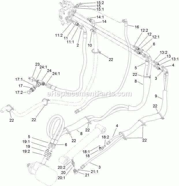 Toro 22973G (311000001-311999999) Trx-20 Trencher, 2011 Hydraulic Routing Assembly Diagram