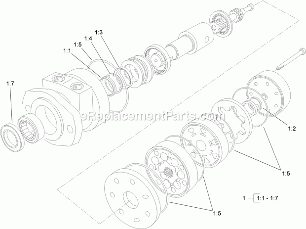 Toro 22973 (313000001-313999999) Trx-20 Trencher, 2013 Hydraulic Motor Assembly No. 114-3053 Diagram