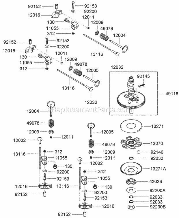 Toro 22973 (315000001-315999999) Trx-20 Trencher, 2015 Valve and Camshaft Assembly Diagram